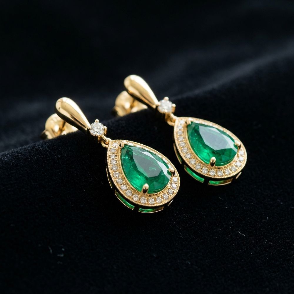 Macro bijoux, boucles d'oreilles or sur fond noir