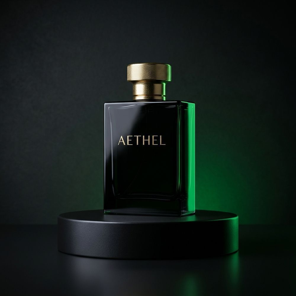 Produit premium sur piédestal, accent vert